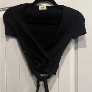 Wilfred Elegant Black Knit Wrap Blouse